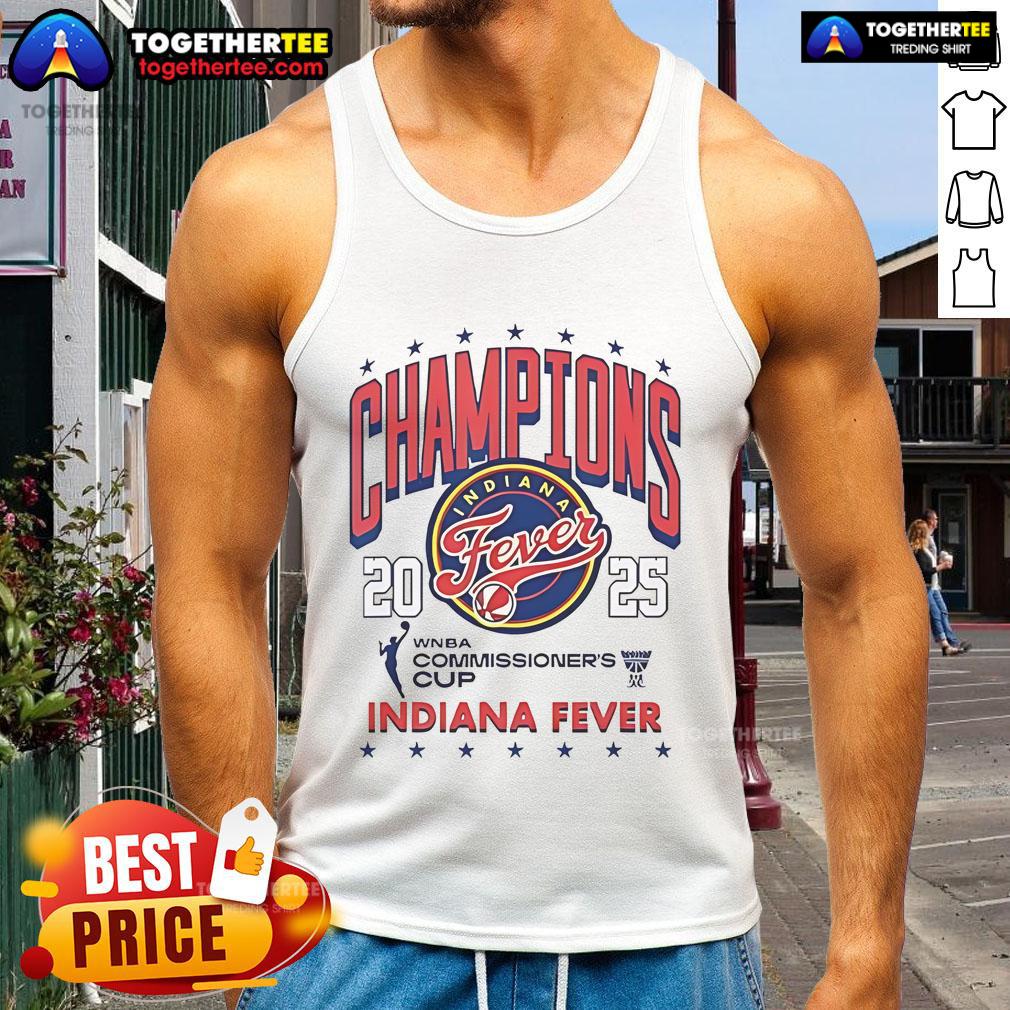 Official Wnba Commissioner'S Cup 2025 Champion Indiana Fever Tank Top 2025 WNBA Commissioner's Cup Champion Indiana Fever tank top showcasing team logo and vibrant colors.