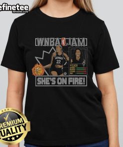 Official WNBA Jam Aces Aja Wilson ladies tee featuring vibrant graphics and team colors, perfect for fans and collectors.