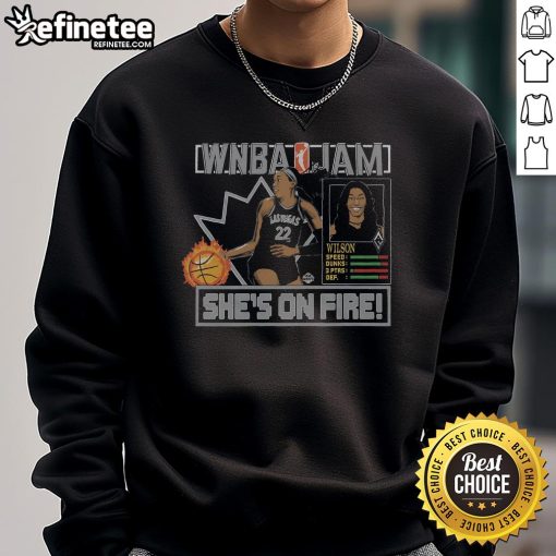 Official WNBA Jam Aces Aja Wilson Sweatshirt featuring vibrant team colors and logo, perfect for fans and players.