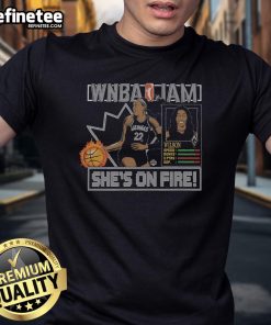 Official WNBA Jam A'Ja Wilson T-Shirt featuring vibrant graphics and team colors, perfect for fans and collectors.