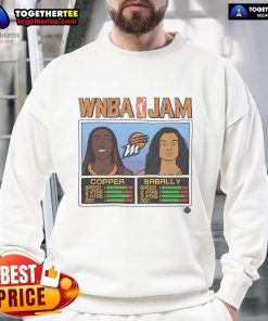 Official WNBA Jam sweatshirt featuring Mercury, Copper, and Sabally designs for fans and players alike.