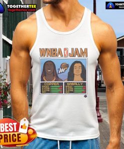 Alt Text: Official WNBA Jam Mercury Copper and Sabally tank top featuring vibrant team colors and player graphics.
