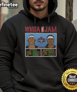 Official WNBA Jam hoodie featuring Mystics players Sykes and Edwards, perfect for fans and collectors.