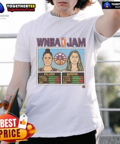 Official WNBA Jam Sparks Plum and Brink T-Shirt featuring vibrant graphics and team colors for fans of women's basketball.