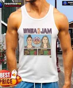 Alt Text: Official WNBA Jam Sparks tank top featuring players Plum and Brink, perfect for fans and athletes alike.