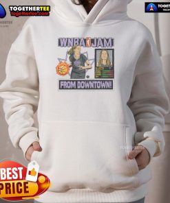 Kate Martin wearing the Official WNBA Jam Valkyries hoodie, showcasing team spirit and stylish basketball apparel.