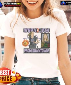 Kate Martin wearing the Official WNBA Jam Valkyries Ladies Tee, showcasing team spirit and style.