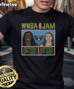 Official WNBA Jam T-Shirt featuring Wings players Ogunbowale and Bueckers, perfect for basketball fans and collectors.