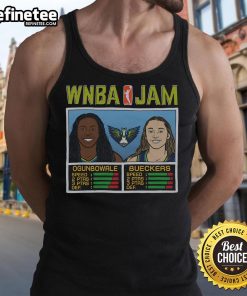 Official WNBA Jam tank top featuring Ogunbowale and Bueckers, perfect for fans of women's basketball.