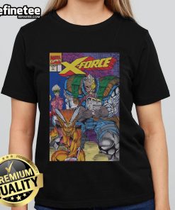 Official X-Force 1991 Issue Ladies Tee featuring vibrant comic book graphics and stylish fit for fans of vintage comics.