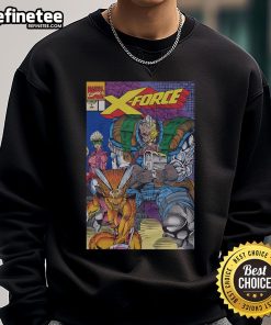 Official X-Force 1991 issue sweatshirt featuring bold graphics and vintage comic design for fans and collectors.