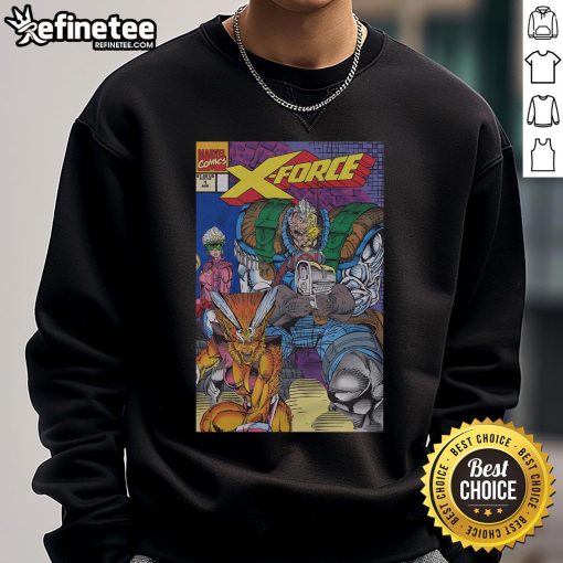 Official X-Force 1991 issue sweatshirt featuring bold graphics and vintage comic design for fans and collectors.