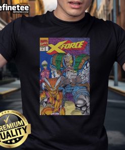 Official X-Force 1991 issue T-shirt featuring bold graphic design and vibrant colors, perfect for comic book fans.