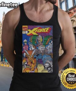Official X-Force 1991 issue tank top featuring vibrant comic art and bold graphics for fans of classic superhero apparel.