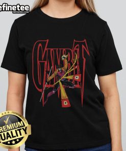 Official X-Men Gambit Ladies Tee featuring a stylish design perfect for fans of the iconic Marvel character Gambit.