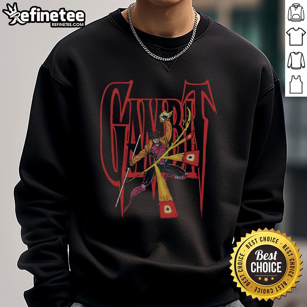 Official X Men Gambit Sweatshirt Alt Text: Official X-Men Gambit sweatshirt featuring vibrant graphics and a comfortable, stylish design for fans and collectors.