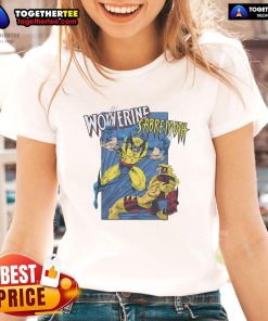 Official X-Men Wolverine vs Sabretooth ladies tee featuring vibrant artwork of the iconic battle between the two characters.