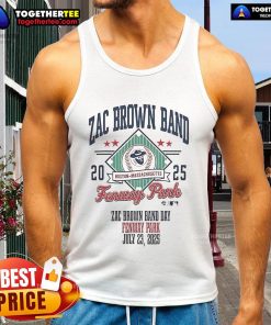 Official Zac Brown Band Fenway Park Boston MA 2025 tank top featuring vibrant design and logo for fans.