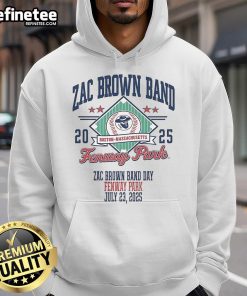 Official Zac Brown Band hoodie from July 23, 2025 concert at Fenway Park, featuring vibrant design and band logo.