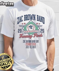 Official Zac Brown Band July 23, 2025 Fenway Park T-Shirt featuring the band's logo and concert date design.
