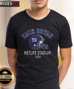 Alt Text: Official Zach Bryan New York Giants Kings Of Leon T-Shirt featuring bold graphics and team colors for fans.