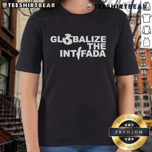 Official Zohran Mamdani Globalize The Intifada Ladies Tee featuring bold graphic design and stylish fit for activism.