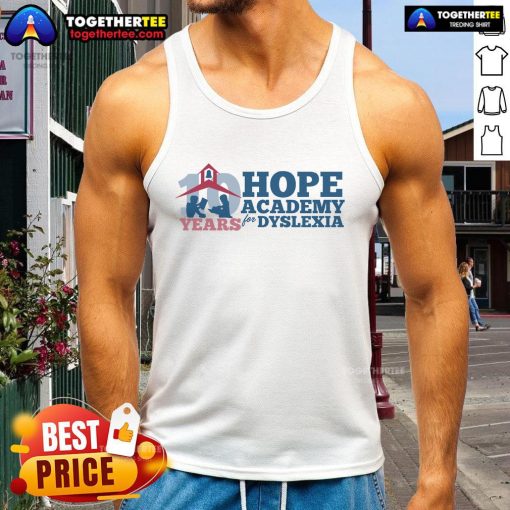 Original 10 Years of Hope Academy for Dyslexia tank top featuring a stylish design celebrating dyslexia awareness.
