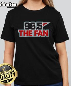 Original 96.5 The Fan logo on a stylish ladies tee, perfect for sports fans and casual wear.