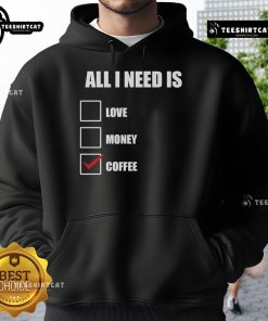 Cozy Original All I Need Is Coffee Hoodie in black, perfect for coffee lovers looking for stylish comfort.
