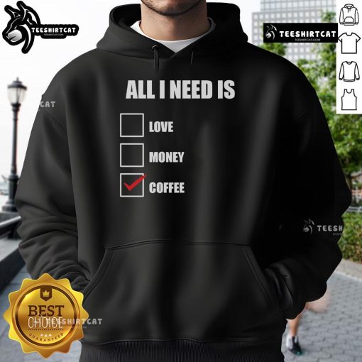 Cozy Original All I Need Is Coffee Hoodie in black, perfect for coffee lovers looking for stylish comfort.