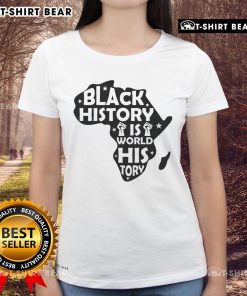 Alt Text: Original Black History is World History Africa Ladies Tee showcasing a stylish graphic design celebrating African heritage.