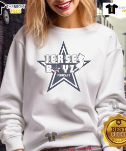 Alt Text: Original Bret Ernst Jersey Boyz Podcast Sweatshirt featuring bold logo and comfortable design for fans.