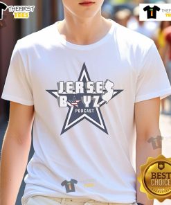 Original Bret Ernst Jersey Boyz Podcast T-Shirt featuring bold graphics and vibrant colors, perfect for fans of the show.