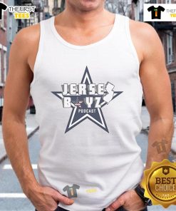 Original Bret Ernst Jersey Boyz Podcast tank top featuring bold logo design for fans of comedy and podcast culture.