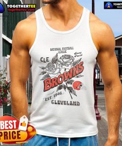 Original Cleveland Browns rose tank top celebrating the National Football League, established 1946, perfect for fans.