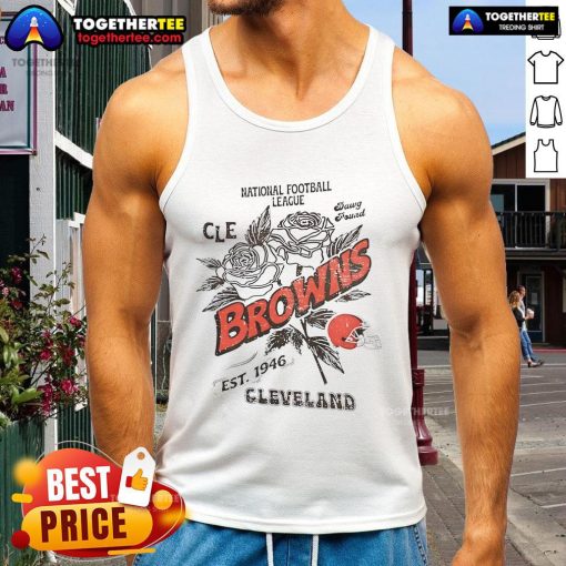 Original Cleveland Browns rose tank top celebrating the National Football League, established 1946, perfect for fans.