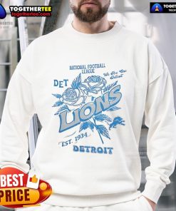 Alt Text: Original Detroit Lions Rose sweatshirt, celebrating the National Football League since 1934, perfect for fans.
