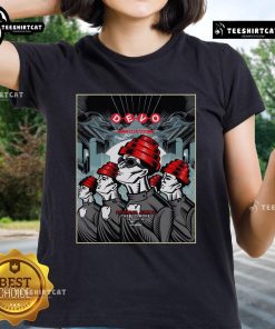 Original Devo concert poster for June 28, 2025, at The Fillmore, Detroit, featuring ladies' tee design.