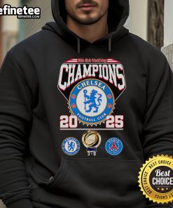 Alt Text: 2025 Chelsea Football Club hoodie celebrating Original FIFA Club World Cup Champions title.