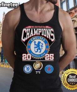 2025 Chelsea Football Club tank top celebrating their FIFA Club World Cup Champions title, featuring the original design.