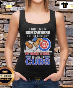 Chicago Cubs mascot tank top featuring 'On Gameday My Heart and Soul Belong to Chicago Cubs' design.