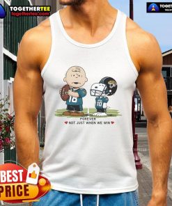 Alt Text: Original Jacksonville Jaguars Charlie Brown Snoopy tank top with 'Jaguars Forever Not Just When We Win' design.