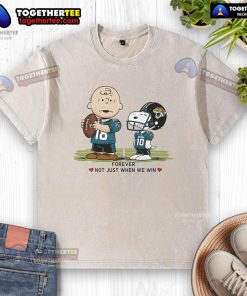 Alt Text: Original Jacksonville Jaguars Charlie Brown Snoopy shirt featuring Jaguars Forever, Not Just When We Win design.