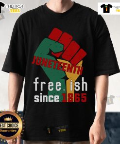 Alt Text: Original Juneteenth Free.Ish Since 1865 T-Shirt featuring a bold design celebrating freedom and heritage.
