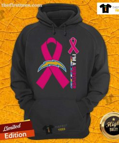 Alt Text: Original Los Angeles Chargers X Cancer Awareness 'I'm a Survivor' hoodie showcasing team pride and support for cancer survivors.