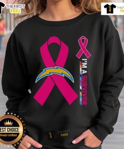 Original Los Angeles Chargers X Cancer Awareness 'I'm A Survivor' sweatshirt showcasing team spirit and support.