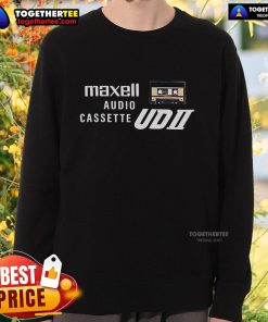Alt Text: Original Maxell Audio Cassette UD II sweatshirt featuring vintage cassette design, perfect for music lovers.