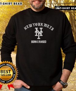Alt Text: Original MLB Born X Raised Mets sweatshirt in navy blue, featuring bold Mets logo and comfortable design for fans.