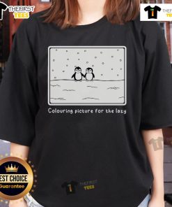Original Penguin colouring picture for the Lazy Ladies Tee, featuring playful penguins and vibrant designs perfect for relaxation.