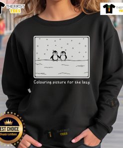 Original Penguin colouring picture for the lazy sweatshirt featuring a playful penguin design in vibrant colors.